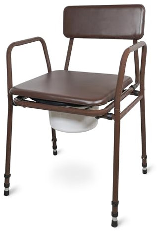 Aidapt Bedside Commode.Height Adjustable,5 Litre Pail,Padded Back and Overseat,Sturdy,Durable,Bedroom,Living Area,Care Home,Elderly,Mobility,Toilet,Portable,Supplied Flat Packed Tool Free Assembly