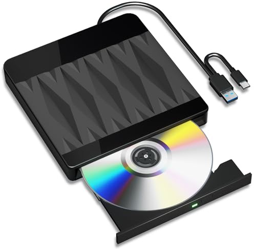 External Blu Ray Drive ,Bluray Burner External USB 3.0 Type-C BD/DVD/CD Writer for PC ,Support 3D Playback & 50GB Discs,External Blu Ray Reader Compatible with Windows XP/7/8/10/11, Linux, Mac OS