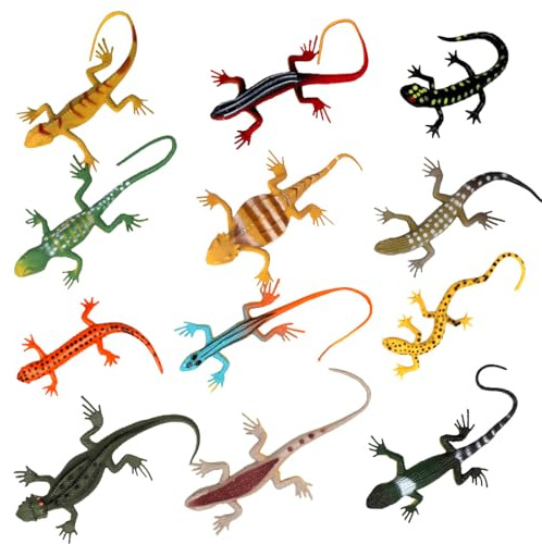 Doyomtoy Mini Giocattoli Dilatanti Lucertole, 12 pezzi Statuine di Lucertola Realistiche in Gomma Realistico Rettile Giocattoli Rettile Decorazioni di Partito Adatto per Parodie, Feste, Decorazioni