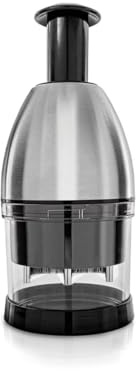 QULINART Hachoir manuel, lames en acier inoxydable 304 non corrosif, corps en ABS/PS/PP, coupe-légumes, oignons, ail, fruits et herbes - facile à nettoyer, passe au lave-vaisselle - Noir/Gris