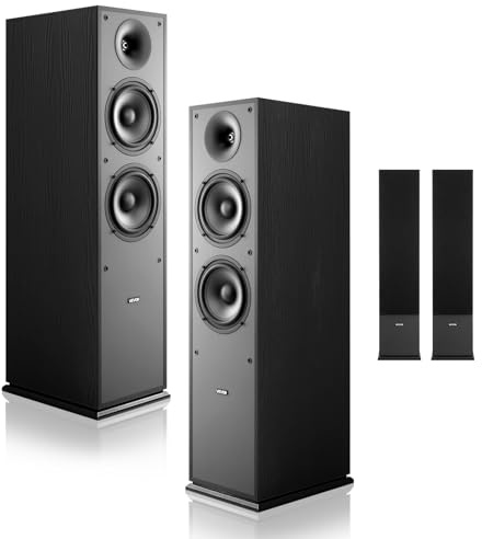VEVOR Enceinte Colonne Paire Tour de Son 2 Voies, avec Tweeter 25,4 mm, 2 Woofers 165 mm, Puissance de Crête 400 W, Réponse en Fréquence 65 Hz à 20 kHz, Boîtier en MDF Robuste, pour Audio Domestique
