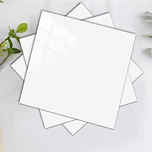 Panneau Mural Salle de Bain Pvc Blanc Credence Adhesive pour Cuisine dalle Pvc Adhesive Murale Crédence Cuisine À Coller Adhesif Autocollant Carrelage Salle de Bain 20x20cm/10 Pcs