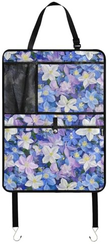 Blue Columbine Flowers - Protectores de asiento trasero con tablet para organizar el asiento trasero para niños