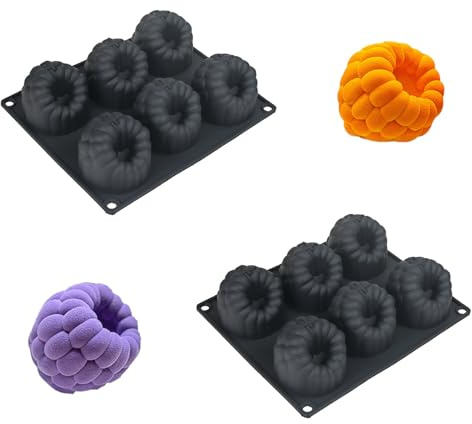 HanQZen - Set di stampi in silicone 3D per dessert - Stampi flessibili per torte soffice, brownies, gelatina, gelato e dolci (motivo frutta) (motivo frutta) 2 (nero)