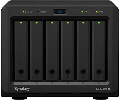 Synology DiskStation DS620slim iSCSI NAS Server with Intel Celeron Up to 2.5GHz CPU, 6GB Memory, 8TB (4 x 2TB) SSD Storage, DSM Operating System