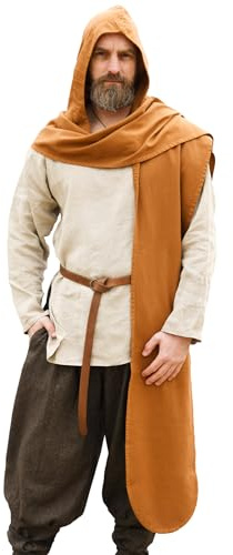 Battle-Merchant Mittelalterlicher Schal mit Kapuze, Unisex, Beigebraun