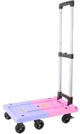 Carretilla de Mano Remolque doméstico, Carrito portátil Plegable, de Carga mensajería, Equipaje, pequeño Transpaleta Manual(Pink,Grande)