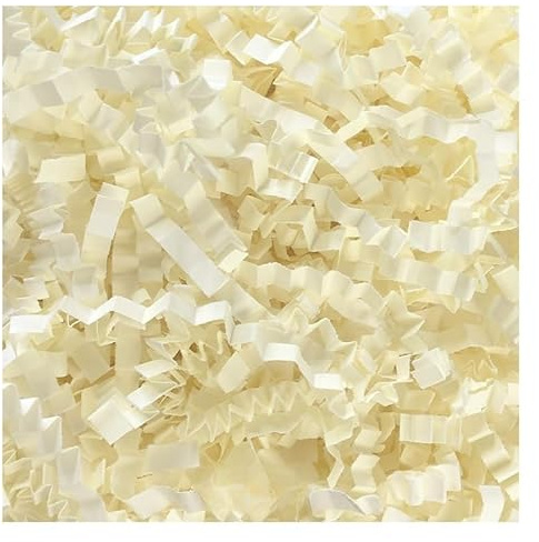 Presentkorgsfyllning strimlat papper, Crinkle Cut Glitter Strimlat Pappersfyllmedel Flerfärgad 100-500g(Milky White,500g)