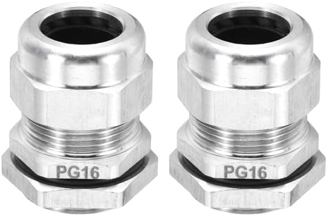 QUARKZMAN Prensaestopas PG16, conector de sujeción de cable con alivio de tensión impermeable IP68 para cables de 10 a 14 mm de diámetro, protectores de cable de acero inoxidable 304 (2PCS)