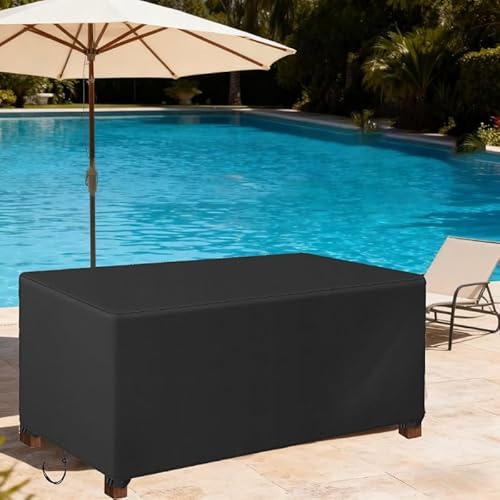 HNKDKJ Housse Table de Jardin 160 x 80 x 70cm/Longueur x Largeur x Hauteur Bâche Table Jardin Imperméable et au Vent Anti-UV 420D Tissu Oxford，Protection du Mobilier de Piscine Carré/Rectangulaire