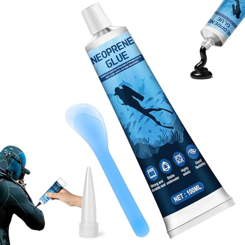 ALLONY Colle Neoprene, Colle Combinaison Neoprene, Colle neoprenes Liquide, Imperméable et à Séchage Rapide, Réparer Trous et Déchirures dans Les Waders, Combinaisons, Noir, 100ML