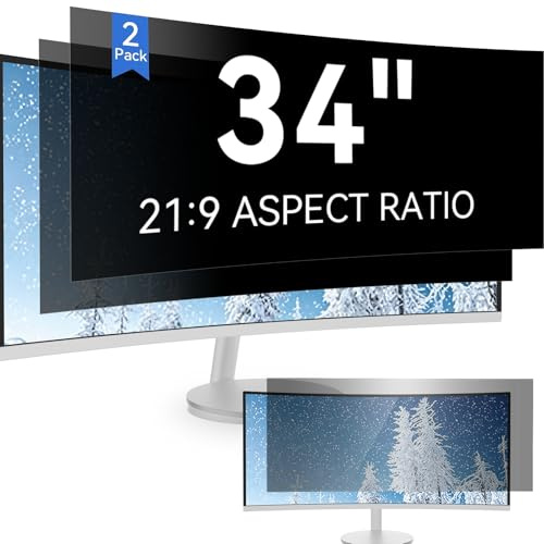 IPROKKO 2 Stück 34 Zoll Computer Sichtschutzfolie for 21:9 Monitor, Abnehmbarer Sichtschutz Anti Blaulicht Blendschutz Blickschutzfolie Displayschutz Blickschutzfilter für 34 zoll Hp Dell Acer Lenovo