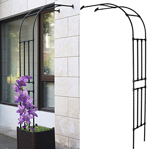 Halbbogen Rankhilfe Metall Stabil (Besser als Verzinkt), PE-ummantelter Rosenbogen Halbbogen, Gartenhalbbogen für Kletterpflanzen, Rostfrei Torbogen H240cm(Schwarz,W120XH240cm(3.9x7.9ft))