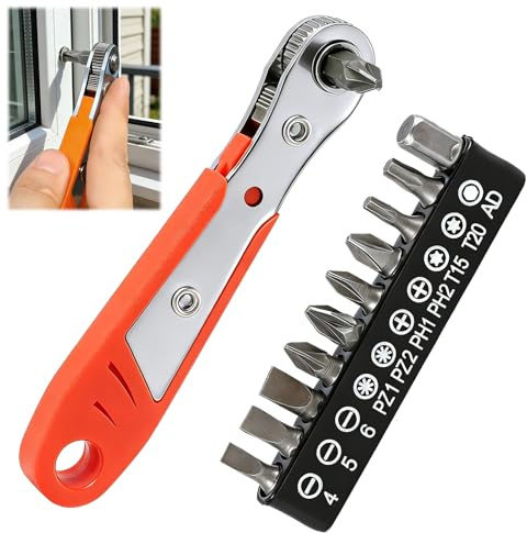 JinRuiCPeng Right Angle Screwdriver, 1/4” Drive Ratchet Screwdriver and Mini Wrench Set for Tight Spaces, High Torque Reversible Mini Ratchet and Angled Screwdriver Set, Reversible Ratcheting