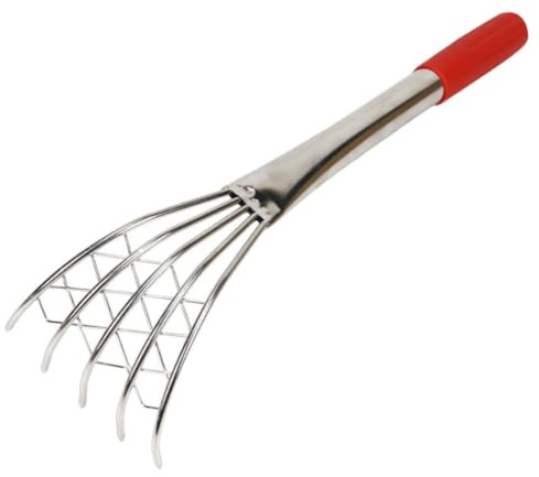 HINTRMENT Rastrello per Conchiglie in Acciaio Inox con Manico, Artigli per Scavare Sabbia e Terra, Strumento per Raccogliere Vongole e Telline in Spiaggia