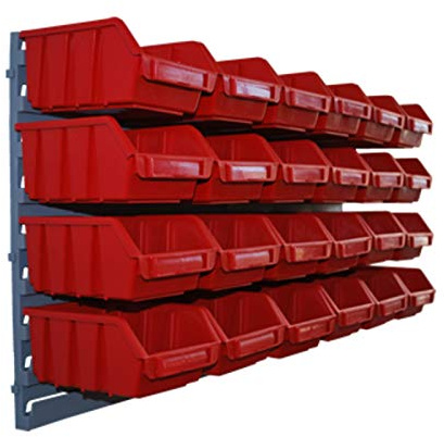 24x Gr.2 116 x 75 x 161 mm Sichtlagerkasten mit Wandhalterung Rot Sichtlagerbox Regalbox Lagerkiste Sortimentskasten Werkstatt Box Kasten Kunststoff Aufbewahrungsbox Lager Stapelkiste Stapelboxen Lagerboxen Stapelkisten Stapelkästen Lagerbehälter
