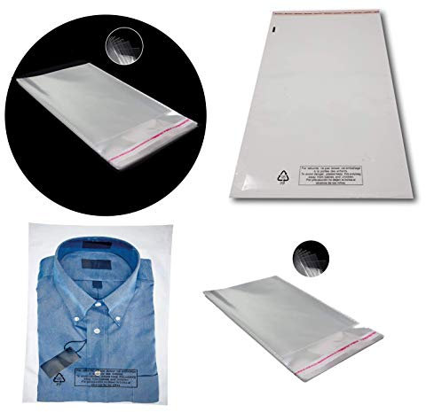 lot 100 Sachet Plastique de Conditionnement Emballage 300 x 450 mm+40 mm FERMETURE ADHÉSIVE Repositionnable Pochette de Protection Ultra Transparent Brillant pour Emballer Conditionner un Produit