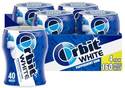 ORBIT Gum White Peppermint Sugar Free Chewing Gum Bulk Pack, 40 Piece Bottle (Pack of 4)