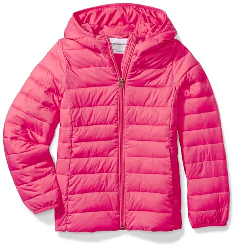 Amazon Essentials Niñas Chaqueta Acolchada con Capucha, Plegable, Ligera y Resistente a la Lluvia
