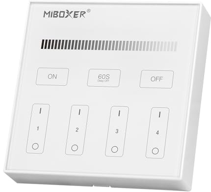 LIGHTEU, Miboxer DC3V 2.4GHz Touch Panel da parete Luminosità a 4 zone Dimmerabile con telecomando Compatibile con i controller a doppia lampadina bianca, B1