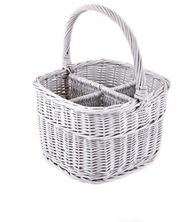 MyBer® Flaschenkorb Weidenkorb Korb aus Weide geflochten Einkaufskorb Geschenkkorb Tragekorb für 4 Flaschen K1-121-W