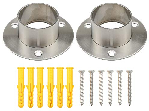 Pxyelec Edelstahl Schrankstange Flanschhalter für Durchmesser 38 mm Stahlrohr, 2 Stück