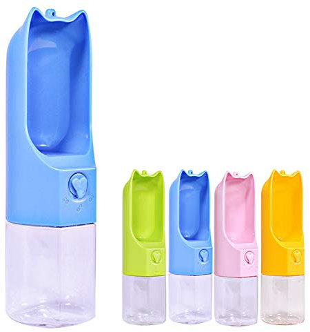 PJDDP Bouteille d'eau pour Chien Distributeur Portable De Bouteilles d'eau pour Animaux De Compagnie, Bol De Boisson pour Bouteille d'eau De Voyage en Plein Air pour Animaux De Compagni,Bleu,260ml