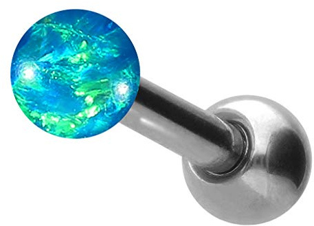 PIERCINGLINE Chirurgenstahl Ohrpiercing | Synthetische Opal Kugel | Piercing Ohr Stecker | Farb & Größenauswahl