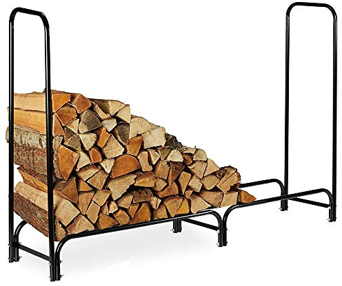 BAKAJI Portalegna Supporto Scaffale Struttura Tubolare in Metallo Porta Legna da Interno Esterno Legnaia Casa Giardino per Camino Caminetto Stufa Design Moderno (150 x 120 x 35 cm)