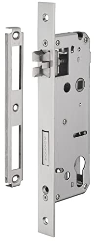 INTELOCK - Serrure Encastrable avec Trou Cylindre pour Porte d'Entrée - Inox - Axe 45 mm - Entr'Axes 85 mm - Carré 8 mm - Réversible - Bouts Carrés - Gris