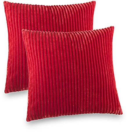 Kuscheli® 2er Set Kissenbezug im Doppelpack Cashmer Touch Fleece Kissenhülle, Sofakissen Kopfkissenbezug Kissenbezüge Couchkissen, Farbe:ROT, Größe:2X 60x60 cm