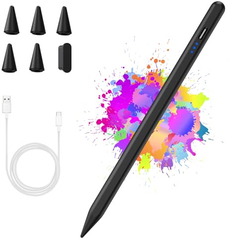 KBCASE Stylus Pen for Apple iPad 2018-2025,2nd Generation Pencil Faster Charge with Palm Rejection for iPad A16 11/10/9/8/7/6th Gen, Pro 11/12.9/13, Air 3rd-6th, Mini 5th/6th,5 Replacement Tips