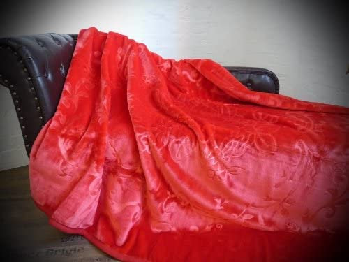 Natur-Fell-Shop XXL Luxus Kuscheldecke Tagesdecke Decke Rubin rot 200x240cm
