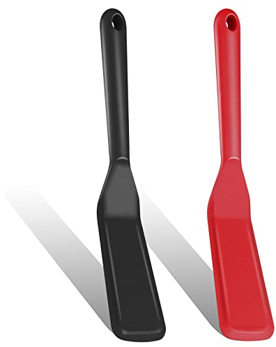 BLMHTWO 2 Stück Silikon Spatel, Silikon Schaber Langer Griff Langer Stiel HochtemperaturbestäNdig Pfannenwender Silikon Teigschaber für Zubereitung Von Burgern Pizzen Steaks Omeletts