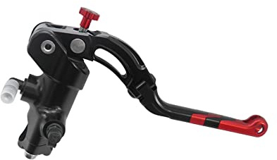 Pompa Freno - Lavorata CNC - 16X16 Con Corpo Pompa Anodizzato, Leva Revolution Lunga Rosso(Pomello+Inserto) per Ducati Scrambler Classic dal 2015 al 2018, CC 800