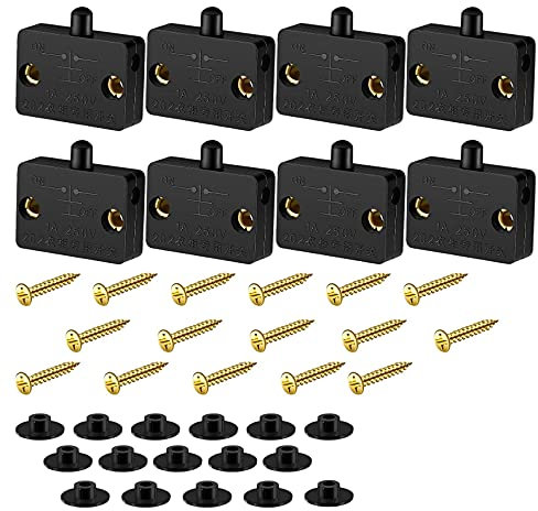 Interrupteur de lumière d'armoire 8 pièces Interrupteur de contact automatique de porte pour armoire Applicable 12 V 24 V 110 V (Noir)