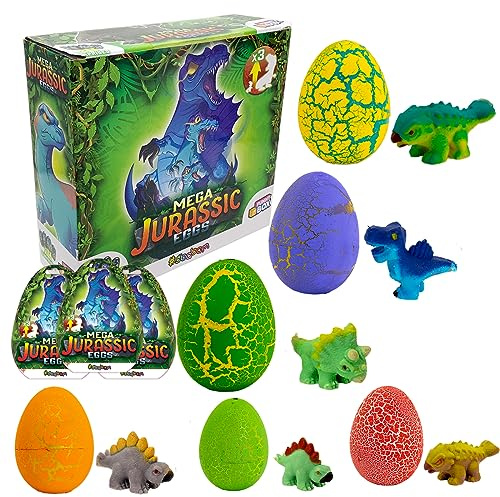 Sbabam, FUNNY BOX Mega Jurassic Eggs, barnspel från tidningskiosk, dinosaurier för barn, djur, leksak för barn, 3 st - Dinosaurie Leksak för barns födelsedag gadgets och babygåva