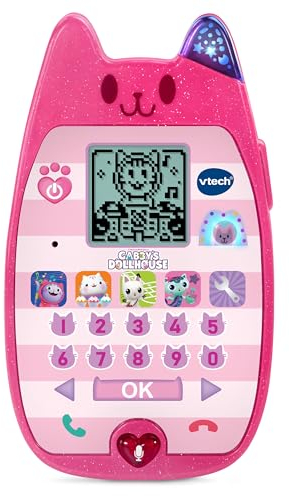 Vtech Gabby's Dollhouse Lernhandy – Spielzeugtelefon mit den Originalstimmen von Gabby und Panda Pfötchen und spannenden Lernspielen – Für Kinder von 3-6 Jahren