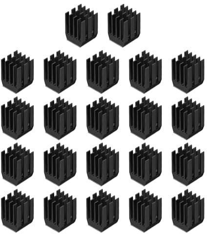 QUARKZMAN 22pcs 9x9x12mm Dissipateur Thermique Aluminium Radiateur Chaleur Évier refroidissements avec Thermique Bleu Autocollant pour Puce CPU, Puissance Transistor, FET, IC, Noir