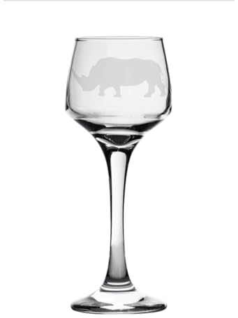 Rhino Engraved Sherry Glass, Animal Gift for Women, Gift for Men