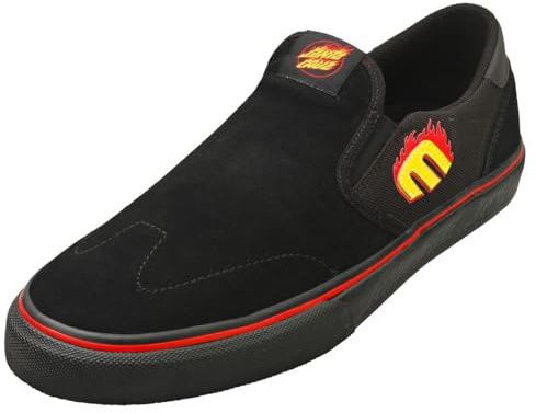 etnies Lo-Cut Slip X Santa Cruz – Slip-On Skate Shoe, Force Shield Reinforced Upper, Double Wrap Vulcanised Foxing - Color Black - Size 11