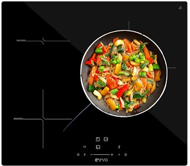 EVVO Placa Inducción 3 Fuegos de cocinado, Potencia máxima 7.200W, Bloqueo Infantil, 9 Niveles de Potencia, Máx Diámetro 30 cm, Control Táctil, Apagado Automático, Indicador de Calor (Modelo: V61)