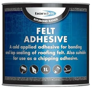 Bond It Black Felt Adhesive Roofing Felt Tools DIT Building Trade Bitumen Range Primer Paint Trowel Mastic Felt Adhesive Roof Leak UK (1L)