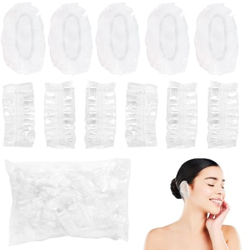 100 Pack Disposable Clear Ear Covers For Shower,dye the hair， Waterproof Plastic Ear Protectors
