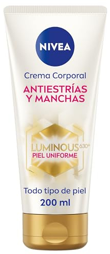 NIVEA Luminous 630 Crema corpo anti-striature e macchie (1 x 200 ml), crema Nivea anti-smagliature per un tono uniforme della pelle, idratante per il corpo con 48 ore di idratazione.