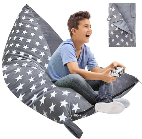BYZESTY Sitzsack-Stuhlbezug, Sitzsack Kinder Kuscheltier Aufbewahrung Stofftier Sitzsack Bezug Sitzsäcke für Kinder Sitzsack Kinderzimmer Kindercouch (Stern)