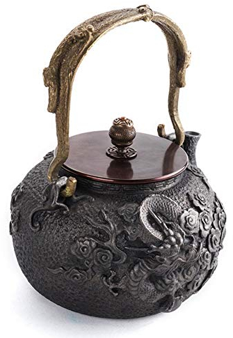 Klassischer Teekessel, Gusseisen-Teekanne, japanischer Tetsubin-Teekessel, Gusseisen-Teekannen mit Isoliergriff, for losen Tee und Teebeutel, Schwarz, 1200 ml (Farbe: Schwarz1)