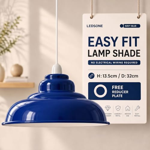 LEDSone Industrielle Hänge-Deckenleuchte, Lampenschirm, Retro-Küchen-Hänge-Deckenleuchten, Vintage-Metall-Loft-Bar-Hängebeleuchtung, rustikale Hängelampenschirm (Marineblau, 1 Packung)