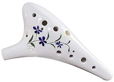 12 Holes Ceramic Ocarina Round Head Ceramic Ocarina Flute with Music Score and Lanyard Dolomite Ocarina Instrument
