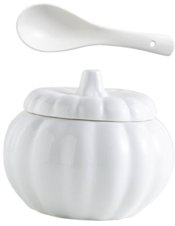 Mikinona 4 Set Coppa Zucca zuppiera ciotola di udon ciotola di miso giapponese del cibo contenitori zucche porta alimenti in porcellana di zuppa di zucca ceramica bianca